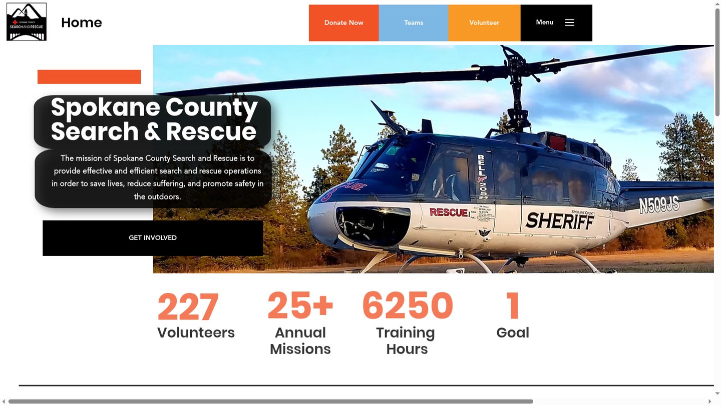 Spokane County Search and Rescue website homepage screenshot